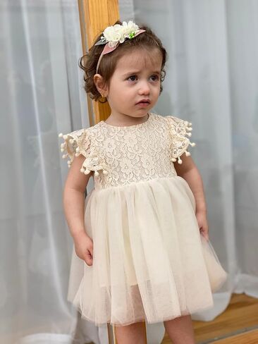 توتو دريمز دانتيل بوم بومس توتو فستان للفتيات زهرة فتاة تول فساتين عيد ميلاد الزفاف ملابس الحفلات in Kuwait