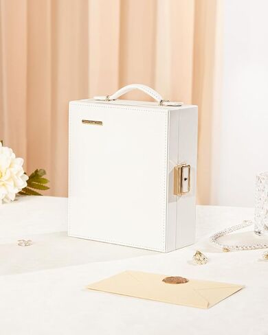 Enthralite Travel Jewelry Case|Travel Must Have|Portable Jewelry Box with Mirror|PU Leather Small Jewelry Organizer for Rings, Earrings, Necklaces, Bracelets (White) in Kuwait
