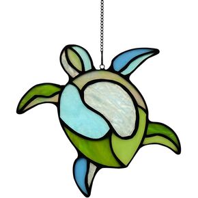 Sea Turtle Stained Glass Window Hangings,Sea Turtle Decor Navy Beach Theme Decoration Gift for Parents Housewarming Gifts in Kuwait