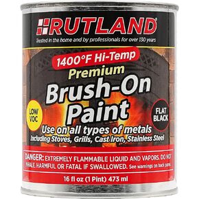 Rutland - 81V Premium 1400 Degree F Hi-Temp Brush-On Paint, 16 fl oz, Black