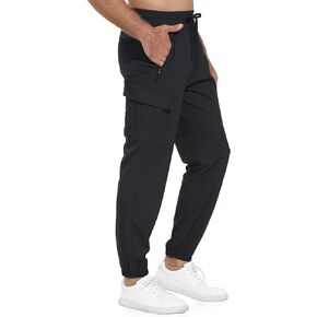 VAYAGER Men's Lightweight Joggers Quick Dry Hiking Cargo Pants Stretch Running Athletic Golf Pants with Zipper Pockets