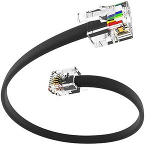 (3 Pack) 1 Foot Short Telephone Cable RJ11 Male to Male, 6P4C Phone Line Cord (12 Inches, Black)