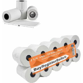 (10 rolls) 2 1/4 X 50 Thermal Paper Rolls 48 GSM Verifone Vx520 Ingenico ICT220 ICT250 FD400 Clover Mini Receipt Paper and Mobile Printer Square Terminal register receipt paper rolls