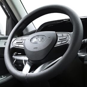 KMMOTORS Palisade Steering Wheel Cover Beige/Perfect Match/Simple Minimal Punched Vegan Leather Design Anti-Slip Breathable