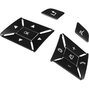 Car Steering Wheel Button Stickers Cover Interior Switch Button Decoration Trim for Benz a Class 13-15 Black (Set of 12)