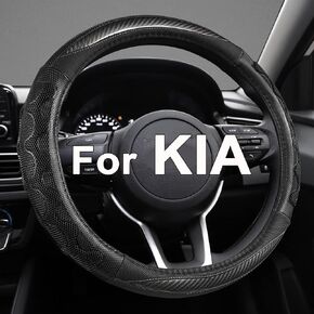 GIANT PANDA Steering Wheel Cover for Kia Soul,Sportage,Forte,Optima,Telluride(3D Honeycomb-Black-Standard Size)