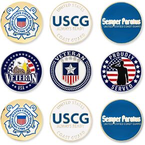 PinMart’s Officially Licensed United States Veteran Bundle Pack of 9 Golf Ball Markers - Golf Accessories for Men and Women - Magnetic Veteran Golf Ball Markers Set of 9 Markers