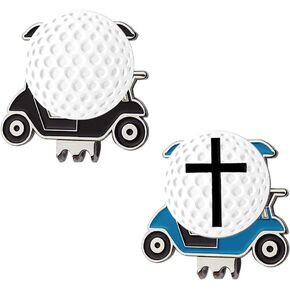 Golf Cart Hat Clip, Assorted Pattern Golf Ball Markers 24.4MM,Nice Golf Gift for Women Men,Pack of 2