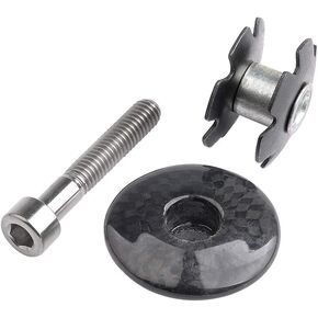 Bike Headset Top Cap Carbon Fiber Bicycle Stem Cap and M6x35mm Allen Head Titanium Bolt with Star Nut for MTB BMX Road Bike 1-1/8" Stems and Forks