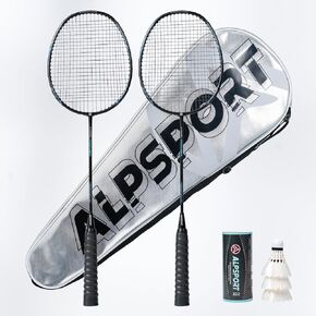 Power Original Design 4U G5 Graphite Badminton Rackets Sets of 2, Carbon Fiber Racquets with 1 PVC Bag, 2 Tied Grips Tapes, 3 Shuttlecocks, 22-28LBS Padel Raket for Sports Training