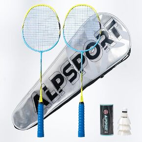 Power Original Design 4U G5 Graphite Badminton Rackets Sets of 2, Carbon Fiber Racquets with 1 PVC Bag, 2 Tied Grips Tapes, 3 Shuttlecocks, 22-28LBS Padel Raket for Sports Training