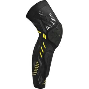 Kuangmi Knee Pad and Shin Guard Sleeve for Soccer, Basketball, Wrestling, Softball, Volleyball, Sports, Daily Support-1piece (L, Black Yellow)