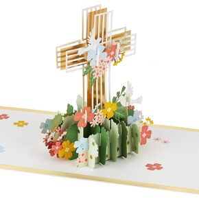 Hallmark Signature Paper Wonder Easter Pop Up Card (Cross with Flowers) Religious Card for Birthdays, Baptisms, Confirmations