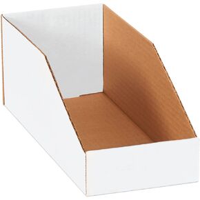 AVIDITI Corrugated Cardboard Storage Bins Holder 3" x 12" x 4.5" (50 Pack), Open Top Durable and Ideal for Organizing Parts Bin Work Areas Packing Moving and Storage - White, 50 Pack