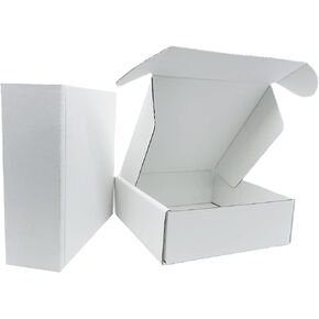 6x6x2 inch Small White Mailers Boxes Recyclable Corrugated Gift Box for Packaging Shipping Set of 10