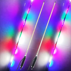 2Pcs LED Whip Lights,2.4FT RGB 270° Auto Light LED Whip Light for ATV UTV RZR Off-Road Truck Boat Can-am,DC12V (2.4ft/2pcs)