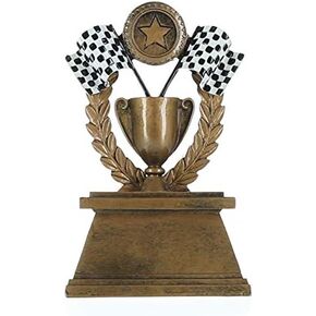 Decade Awards Racing Checkered Flag Trophy | Racing Award - 7 Inches Tall - Racing Cup Award