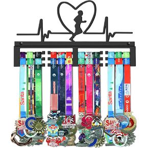Medal Hanger for Running,Marathon Medals Display Rack,Black Sturdy Steel Metal Holder,Wall Mount Over 50 Medals