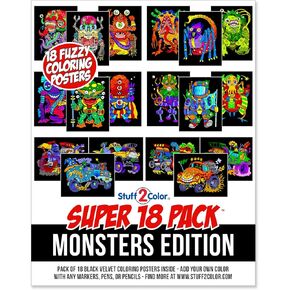 مجموعة Stuff2Color الفائقة المكونة من 18 ملصق تلوين غامض (إصدار الوحوش) - الفنون والحرف اليدوية للأولاد والبنات والأطفال الصغار والأطفال - نشاط تلوين رائع، أو مشروع مشاركة جماعي، أو متعة وقت هادئ in Kuwait
