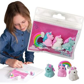 Erazer Buddies - Unicorn from Deluxebase. Rubber Eraser Stationary Set for School. Novelty and Cute Erasers for School and Office Desk Accessories. Great Unicorn School Supplies and Party Favors.