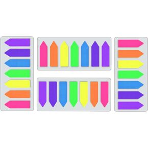 4 Pack Neon Page Markers Writable and Repositionable Fluorescent Sticky Arrow Flags, Index Page Tabs for Post Sign Marker, 7 Colors 560 Pieces