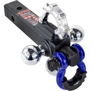 TOPTOW Trailer Hitch with Blue Recovery Shackle Ball Hitch Mount w/Chrome Triple Tow Ball, 2-in Shank, Multi Fit for 2 inch Trailer Hitch Receiver in Kuwait