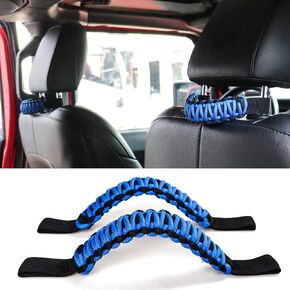 Paracord Front Headrest Grab Handles for Auto Car Trucks SUV Off Road UTV Back Seat Handle for Jeep Wrangler Gladiator Ford Bronco Toyota Tacoma 2 Pack Classic Blue