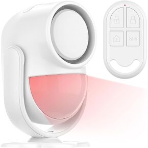 125dB Loud Motion Sensor Alarm with 328ft Remote Control (40ft PIR Detector, Batteries), Indoor Wireless Infrared Security Motion Detector with Siren for Home Garage Van
