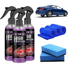 High Protection 3 in 1 Spray, 3 in 1 High Protection Quick Car Coating Spray, 3 in 1 Ceramic Car Coating Spray, Nano Car Scratch Repair Spray, Quick Coat Car Wax Polish Spray (2Pcs)