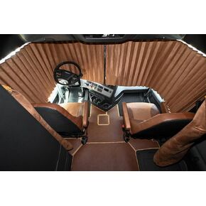Window Curtains fits FRIEGHTLINER Cascadia (2008-current) - Sun-Reflective Blackout Curtains - Prestige-Line (Brown)