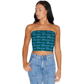 Lojobands Women's Tailgate Outfit College Tube Top Logo All Over Tank Top Crop Made in USA One Size Fits Most