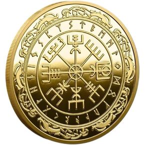 Vegvisir Coin Viking Compass Coin Wayfinder Symbol Nordic Mythology Talisman Coin for Collectors