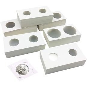 300 قطعة 6 أحجام من العملات المعدنية، حاملات تجميع العملات المعدنية من الورق المقوى، مجموعة متنوعة من اللوازم، 2 × 2 بوصة لتخزين مجموعة العملات المعدنية in Kuwait