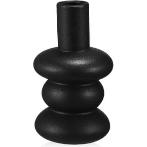 Happyyami Flower Vase Metal Matte Dry Flower Pot Vase Floral Arrangement Planter Holder Flower Bud Vases Bouquet Plant Pot for Home Table Centerpiece Party Decor Black