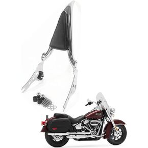 Black Sissy Bar Backrest for Harley Heritage Classic FLHC Street Bob FXBB 2018-2023, Softail Standard 18-23, Softail Slim FLSL Deluxe FLDE 18-21 Passenger Backrest Rear Pad [23 Inches]