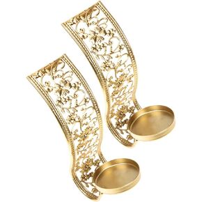 2pcs Metal Candle Holder Tablescape Decor Middle Eastern Decor Wall Candle Holder Hanging Candle Wall Candle Stand Pillar Candles Holders Festival Candle Holder Photo Props Golden