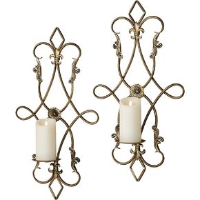 Silvana Antique Gold Candle Wall Sconce Pair Pair