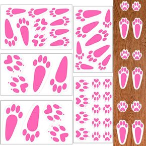 Various Size 40 PCS 20 Pairs Easter Bunny Footprints Easter Bunny Paw Feet Print Stickers Rabbit Footprint Floor Decals for Easter Floor Wall Window Clings Party Decoration for Home Office Decor