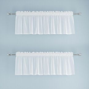 UPOPO Pink Valance 15 inches Long Sheer Curtain Valance Living Room Bedroom Kitchen Voile Transparent Light Filtering Valance Curtain Small Short Door Window Treatment 2 Panels Rod Pocket