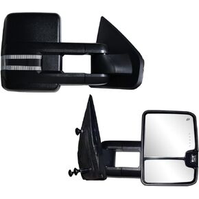 AERDM Towing Mirrors Compatible with Ford F150 2004 2005 2006 2007 2008 2009 2010 2011 2012 2013 14 Power Heated with LED Signal and Puddle Light Tow Mirrors Pair set Pickup Truck Tow Mirrors Pair set