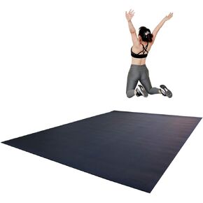 RevTime Extra Large Exercise Mat 8 x 6 feet (96" x 72" x 1/4"+) 7 mm Thick & High Density Mat for Home Cardio and Yoga Workouts, Durable Gym Mat, Black