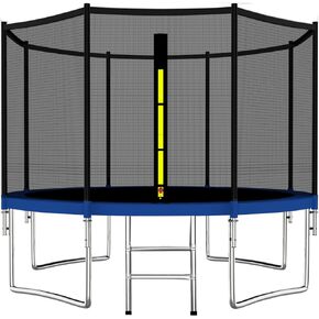 12FT Trampoline Safety Enclosure Net Combo Bounce Jump for Kids Outdoor with Spring Pad Waterproof Jump Mat & Ladder, Black, Large