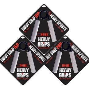 Heavy Grips Hand Grippers - Set of 3 Non-Slip - 100lb, 150lb, 200lb – Effectively Train Your Hand Grip Strength - Targeted Forearm, Wrist & Hand Exercises – Advanced Hand Grip Strengtheners