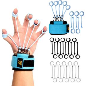 Finger Strengthener, Grip Strength Trainer, Gripster, Finger Exerciser & Hand Grip Strengthener, Hand and Forearm Exerciser for Strength Therapy, 3 Resistant Level (Grey, 20LB+Blue, 40LB+Black 60LB)