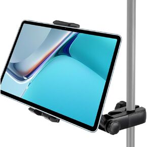 Universal Tablet Mount for Microphone & Music Stands - Telescopic & Adjustable Holder for iPads, iPhones, and Android Devices - Fits 4.7" to 13.5" Screens for Musicians and Performers