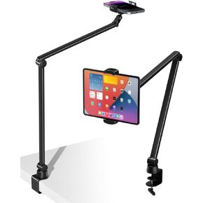 Viozon حامل حامل للهاتف اللوحي مع ذراع طويل مرن، أجهزة 3.5-13 بوصة، ارتفاع وزاوية قابلة للتعديل، شديد التحمل، حامل مكتب على السرير متوافق مع iPad iPhone للتصوير الفوتوغرافي لمدونة الفيديو، أبيض in Kuwait