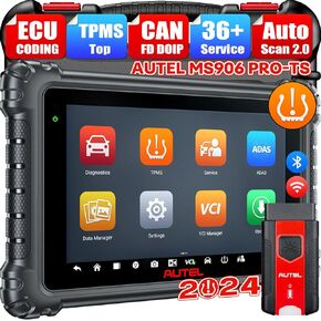 Autel MaxiSys MS906 Pro-TS, 2024 Newer Up of MS906 Pro MP900TS MP900BT MS906TS MK908, Top TPMS Diagnostic & ECU Coding, Bidirectional, 36+ Service, Full Diagnose, CANFD & DOIP, WiFi Print, 4G+128G