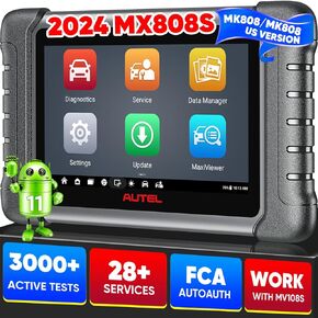 Autel Scanner MaxiCheck MX808S, 2024 US Ver of MaxiCOM MK808S/ MK808Z, Functions as MX900, Full Bidirectional Control Scan Tool, 3000+ Active Test, 28+ Service, OE All System, Android 11, FCA AutoAuth
