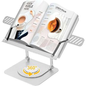 Book Stand for Reading, Grathia Adjustable Book Holder with Page Clips & Multi Heights Angles, Aluminum Ergonomic Desk Page Holder Foldable Book Stands Holder for Textbook Recipe Music Tablet (12'') in Kuwait
