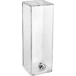 Square Tall Acrylic Donation Suggestion collection Box Tip and ticket Box with Flat top 10 x 4 x 4 inches, Lock With set of keys (Clear)